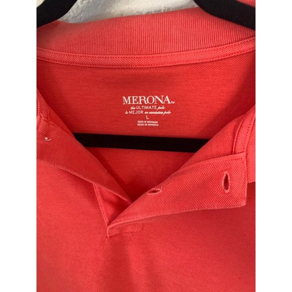 5/$20 💥 Mens L merona coral dark peach polo - Picture 3 of 4